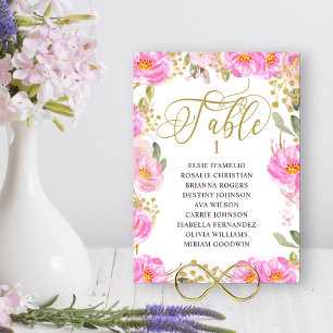 Blumiges Rosa Gold Tischnummer Sitzordnung