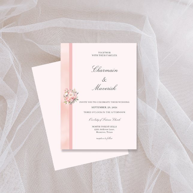 Blumiges Rosa Hochzeit Einladung (Von Creator hochgeladen)