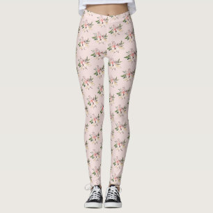 Blumiges rosa Wasserfarbe im Vintage-Stil Leggings