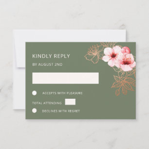 Blumiges Roségold Hochzeits-RSVP RSVP Karte