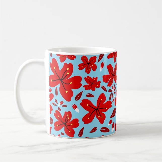 Blumiges Rot Kaffeetasse (Links)