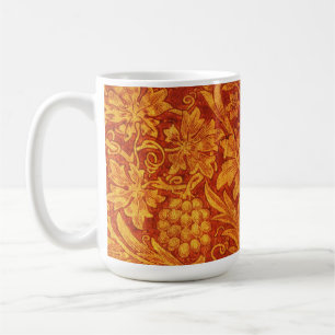 Blumiges Rot und Goldgelb Wm Morris Design Kaffeetasse