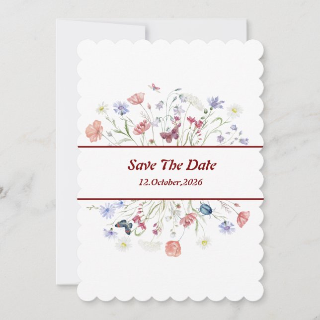Blumiges "Save The Date" Einladung (Vorderseite)