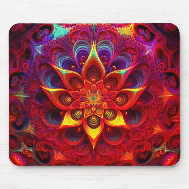 Blumiges Sierpinski-Dreieck-Fraktal  Mousepad (Vorne)