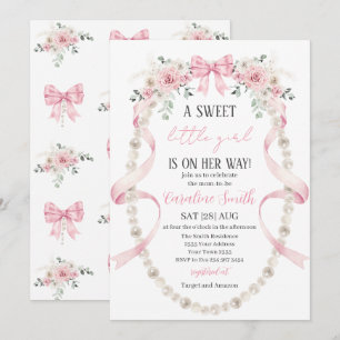 Blumiges Süßes kleines Mädchen Baby Shower Einladung