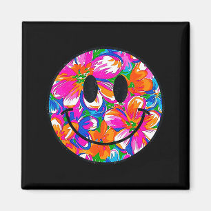 Blumiges süßes Lächeln Gesicht Sommer trendy Desig Magnet