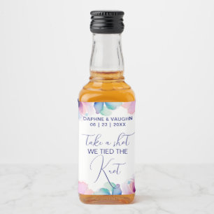 Blumiges Take a Shot we Tied the Knot Mini Alkoholflaschenetikett