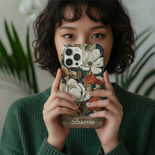 Blumiges Telefon-Case mit Buntglas-Optik und perso Case-Mate iPhone Hülle (Von Creator hochgeladen)
