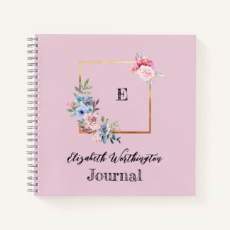 Blumiges und grünes geometrisches Design Aquarell Notizbuch