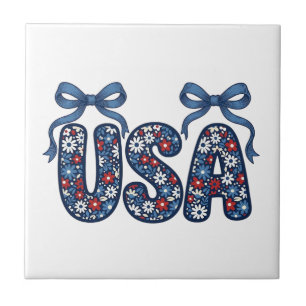 Blumiges USA-Band patriotisches Vektordesign_1 Fliese