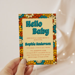 Blumiges Vintage Boho Blumen Baby Shower Einladung