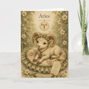 Blumiges Vintage-Essenz-Zodiac-Aries Karte