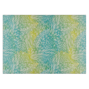 Blumiges Vintage-Gelb und Blau-Verlauf Schneidebrett
