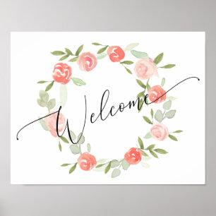 Blumiges Willkommensschild - Hochzeitsdusche Pfirs Poster