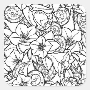 Blumiges Zendoodle Quadratischer Aufkleber