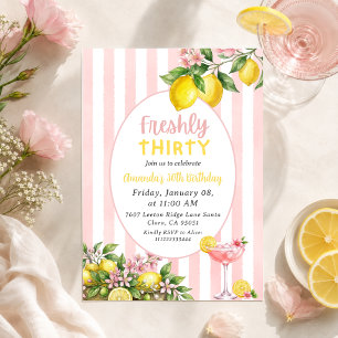 Blumiges Zitronen-Frisch-Pink-Limonade 30. Geburts Einladung