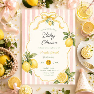 Blumiges Zitronen-Zitrus-Baby-Shower Einladung