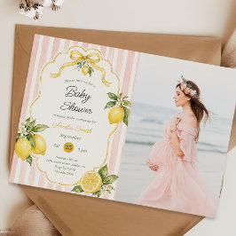 Blumiges Zitronen-Zitrus-Baby-Shower-Foto Einladung