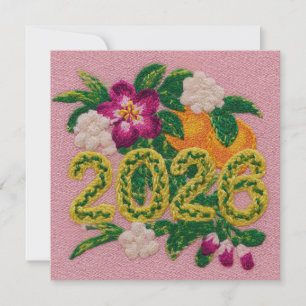 Blumiges Zitrus 2026 Neujahr Feiertagskarte