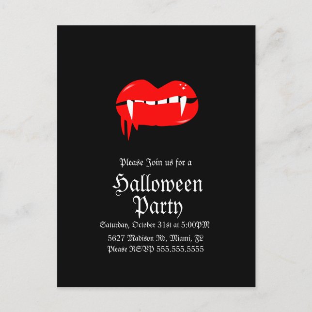 Bluody Lips Vampire Halloween Geburtstagsparty Postkarte (Vorderseite)