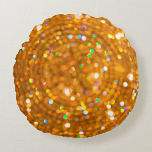 Blurred bokeh Weihnachten goldener Luxus. Rundes Kissen