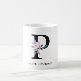 BLUSBLAU BLUE FLORAL ALPHABETS NAME LETTER P KAFFEETASSE