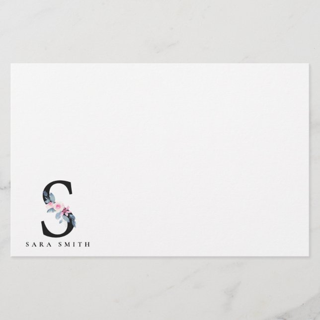 BLUSBLAU BLUE FLORAL ALPHABETS NAME LETTER S BRIEFPAPIER (Vorderseite)