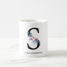 BLUSBLAU BLUE FLORAL ALPHABETS NAME LETTER S KAFFEETASSE