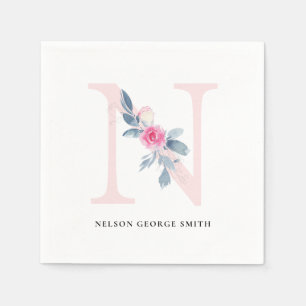 BLUSBLAU WEISSE FLUSSALPHABETS LETTER N SERVIETTE