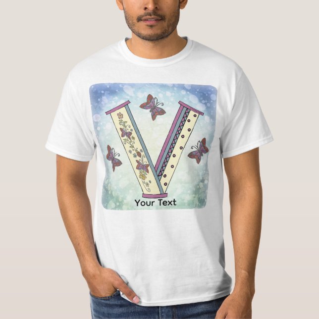Bluse mit floralem Monogramm V T-Shirt (Vorderseite)