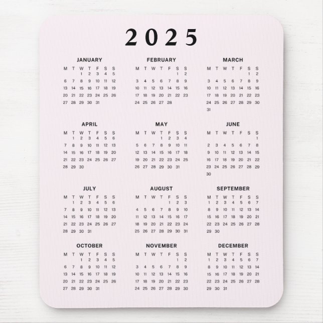 Blush 2025 Monatskalender Mousepad (Vorne)