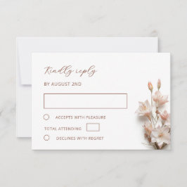 Blush 3D Boho Flowers Wedding RSVP Karte