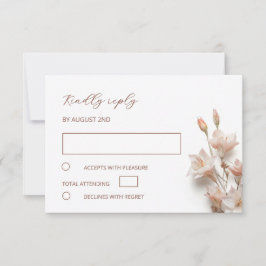 Blush 3D Boho FlowersWedding RSVP Karte