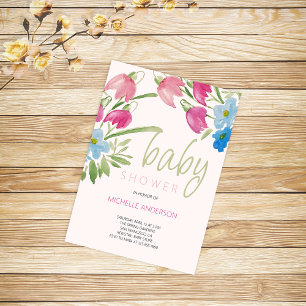 Blush and Blue Spring Baby Dusche Einladung