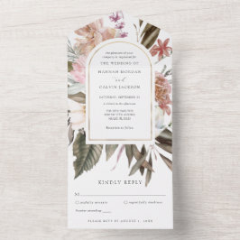 Blush and Burgund Watercolor Boho Rose Hochzeit A All In One Einladung