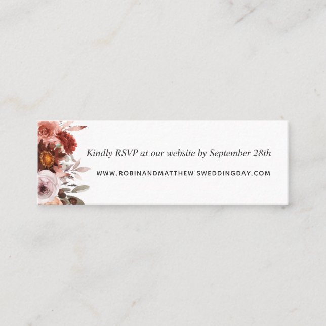 Blush and Burgundy Floral Website UAwg Mini Visitenkarte (Vorderseite)