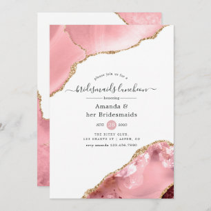 Blush and Gold Agate Bridesmaids Luncheon Einladung