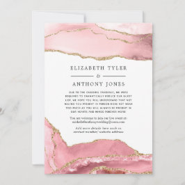 Blush and Gold Agate Reduced Wedding Guest List Ankündigung