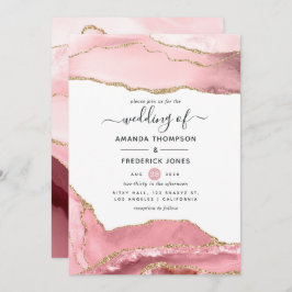 Blush and Gold Agate Wedding Einladung