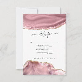 Blush and Gold Agate Wedding RSVP Karte