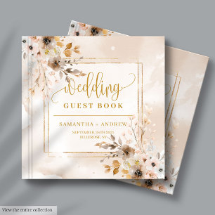 Blush and Gold Boho Fall Floral Wedding Guest Book Gästebuch