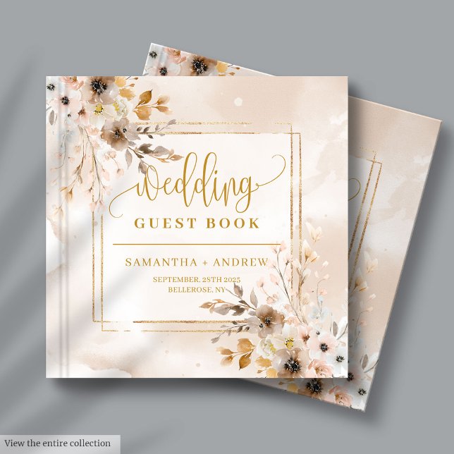 Blush and Gold Boho Fall Floral Wedding Guest Book Gästebuch (Blush and Gold Boho Fall Floral Wedding Guest Book

)
