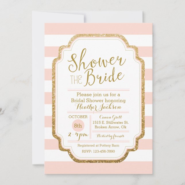 Blush and Gold Bridal Dusche Einladung (Vorderseite)