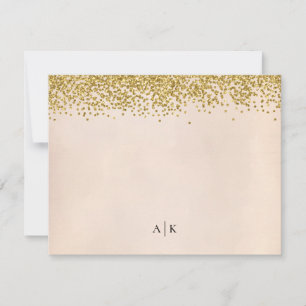Blush and Gold Confetti Mit Monogramm Stationery Mitteilungskarte
