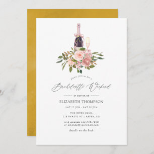 Blush and Gold Floral Bachelorette Wochenende Einladung