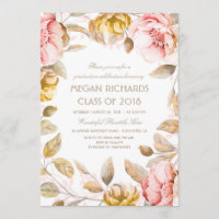 Blush and Gold Floral Watercolor Boho Abschluss