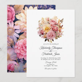 Blush and Gold Floral Wedding Einladung