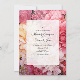 Blush and Gold Floral Wedding Einladung