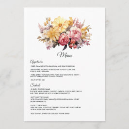Blush and Gold Floral Wedding Menükarte