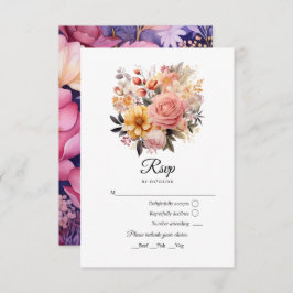 Blush and Gold Floral Wedding RSVP Karte